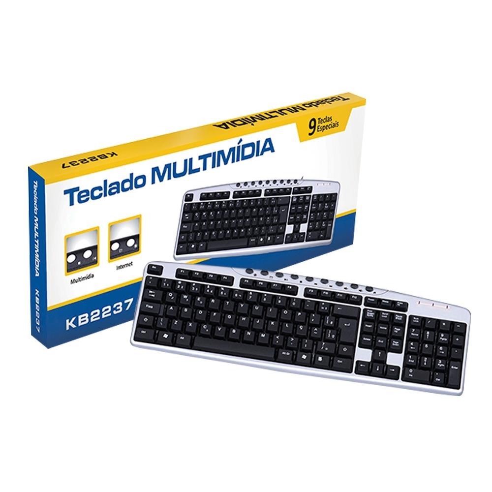 Teclado Membrana C3Tech KB2237 Multimídia C/Fio Preto