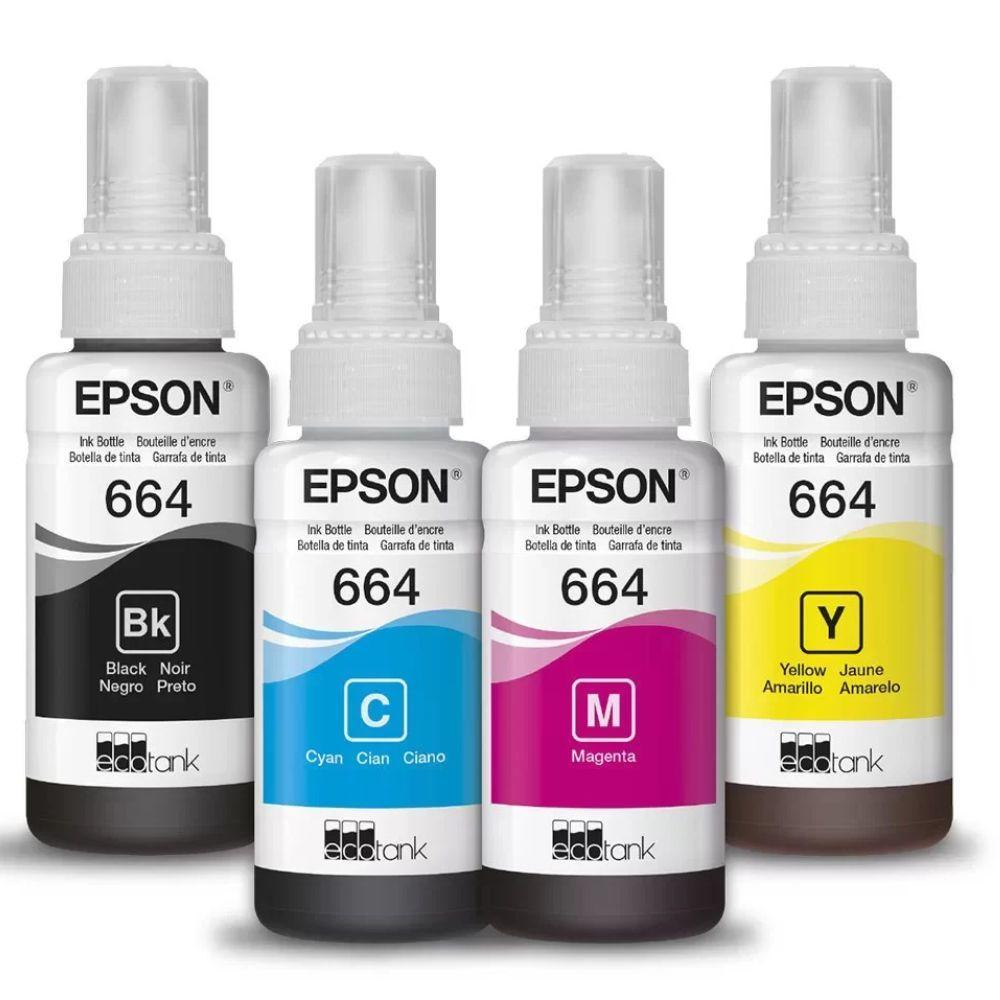 Kit Refil de Tinta Epson T664 - 4 Cores - C13T66462A