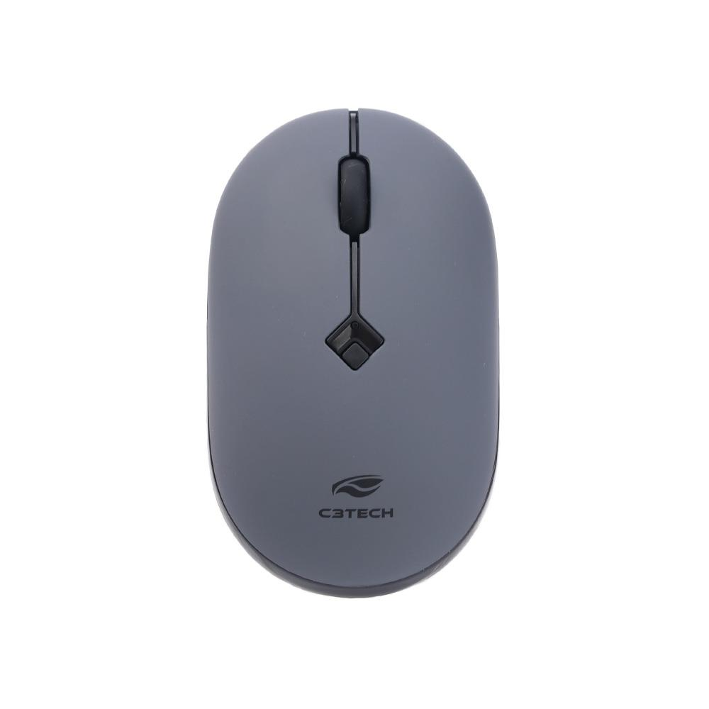Mouse Sem Fio C3Tech M-W60GY USB 1600 DPI RC Nano - Preto/Cinza