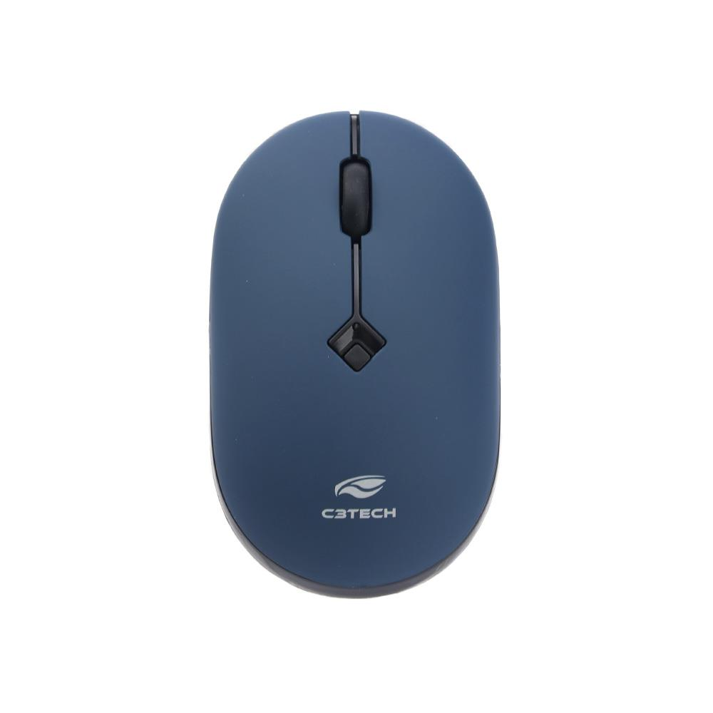 Mouse Sem Fio C3Tech M-W60BL USB 1600 DPI RC Nano - Preto/Azul
