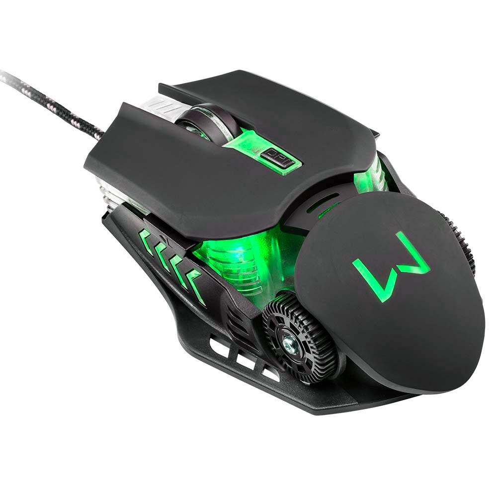 Mouse Gamer 3200DPI USB Multimídia 4 Cores LED Warrior Keon Multilaser MO267 Preto