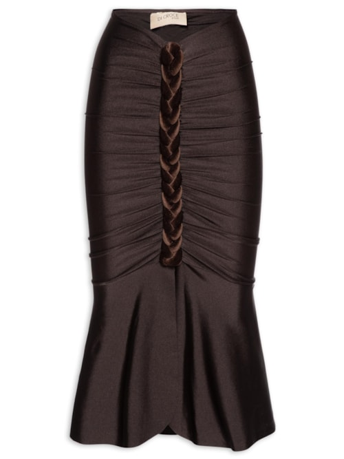 Saia Midi Cordas - Marrom