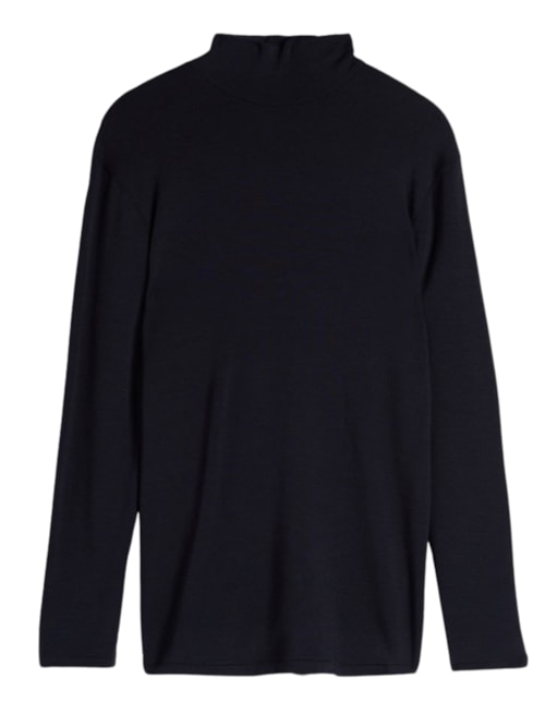Camiseta De Manga Comprida Em Modal Cashmere Gola Alta - Azul Camiseta De Manga Comprida Em Modal Cashmere Gola Alta - Azul