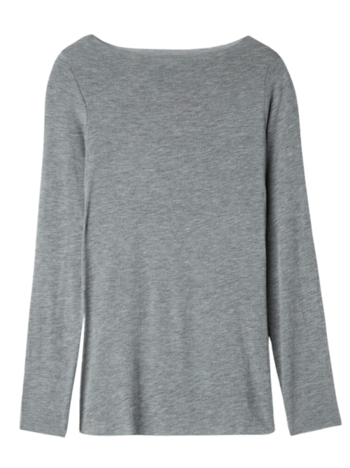 Blusa Manga Comprida Em Cashmere Ultraleve - Cinza