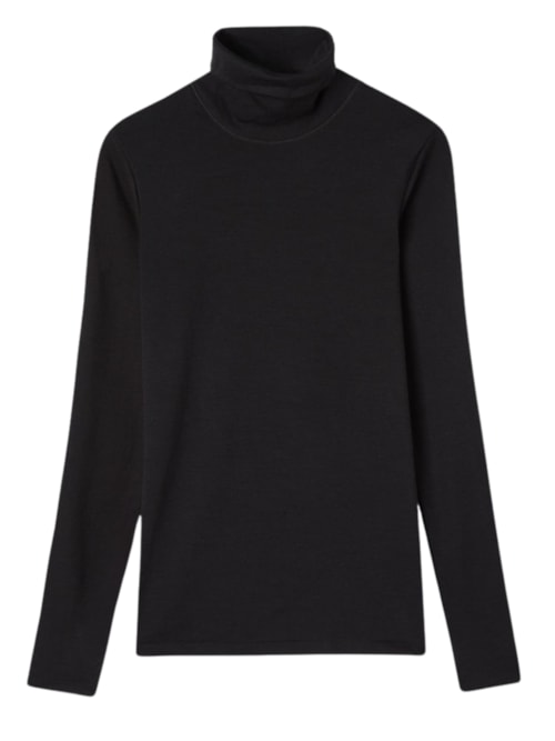 Blusa De Manga Comprida e Gola Alta Wool & Cotton - Preto Blusa De Manga Comprida e Gola Alta Wool & Cotton - Preto