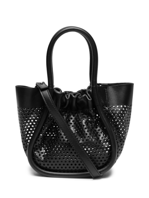 Bolsa Feminina Extra Small Ruched Tote In Perforated Leather - Preto Bolsa Feminina Extra Small Ruched Tote In Perforated Leather - Preto