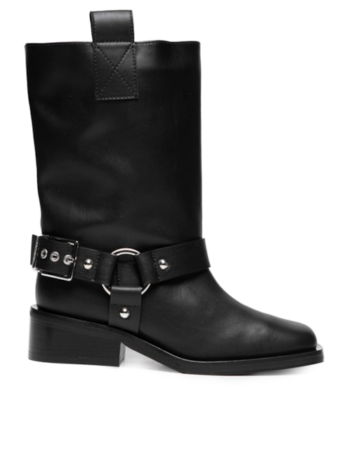 Bota Feminina Biker Tubular Mid Shaft - Preto Bota Feminina Biker Tubular Mid Shaft - Preto