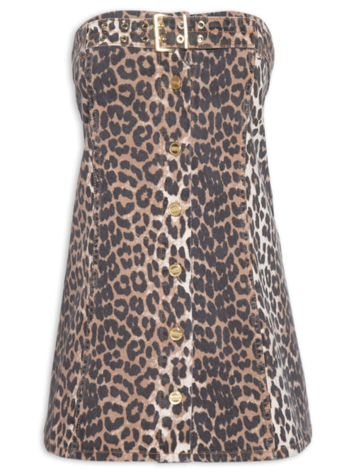 Blusa Feminina Print Denim Corsage - Animal Print Blusa Feminina Print Denim Corsage - Animal Print