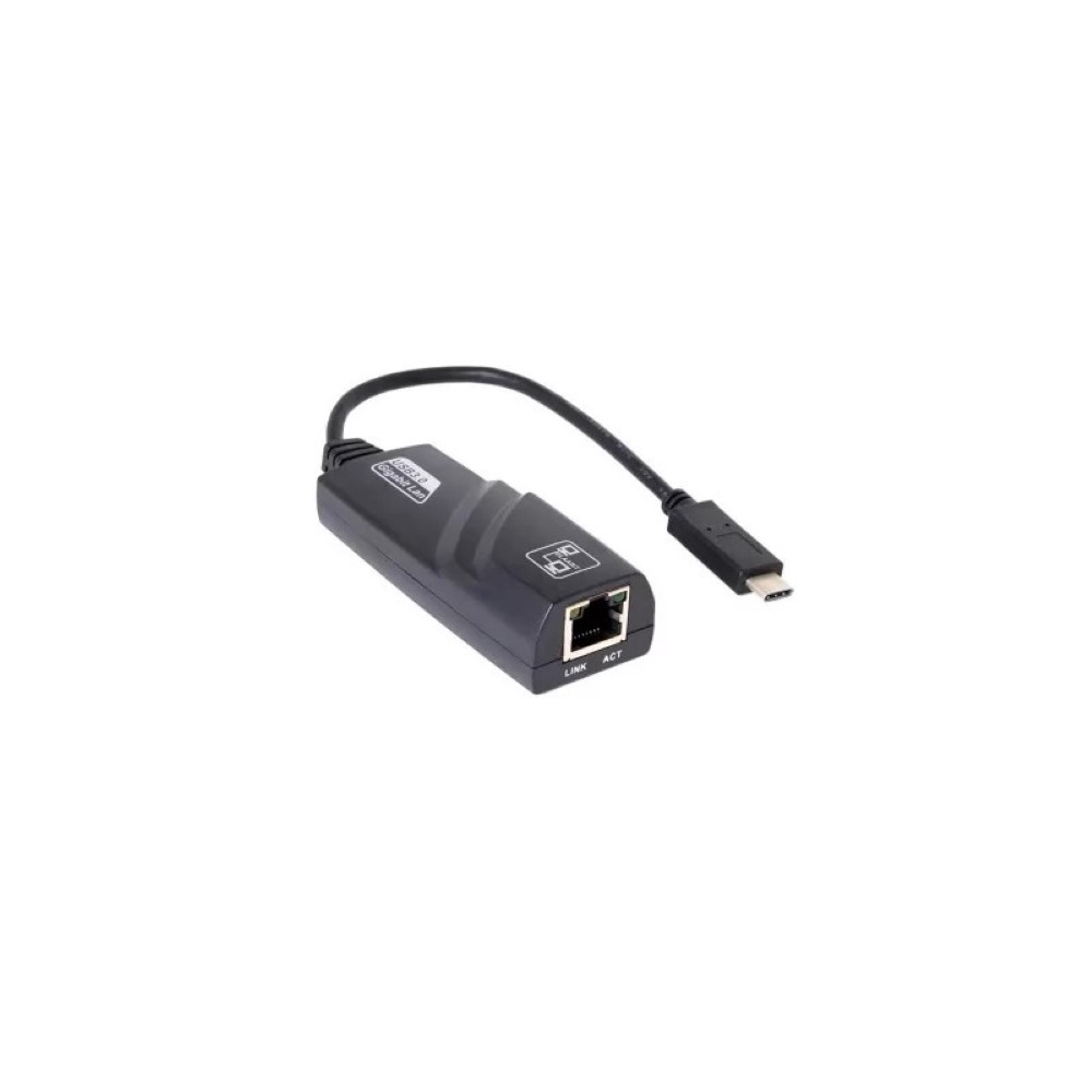 Adaptador de Rede Multilaser WI423 USB Tipo-C (m) x RJ45 (f) 10/100/1000 Gigabit - Preto