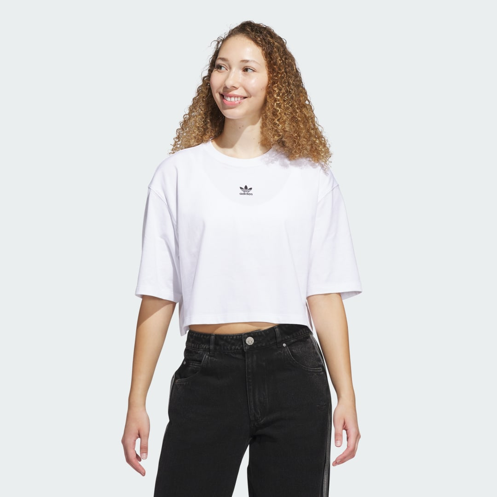 Camiseta Cropped Essentials Mulher adidas Camiseta Cropped Essentials Mulher adidas