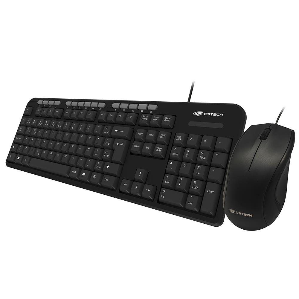 Kit Teclado e Mouse C3Tech KT-100BK Multimídia - Preto