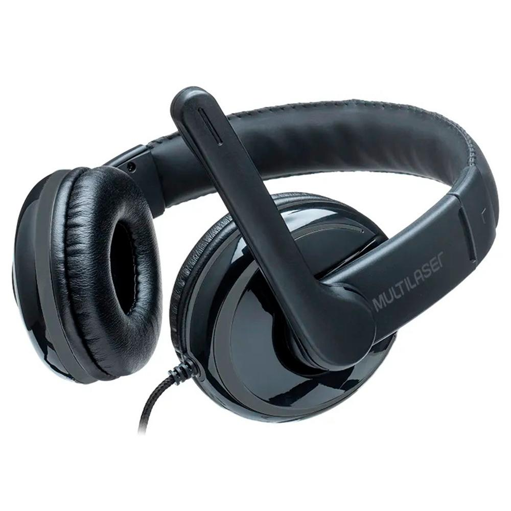 Headphone Multilaser Pro Preto Com Microfone USB Preto PH317