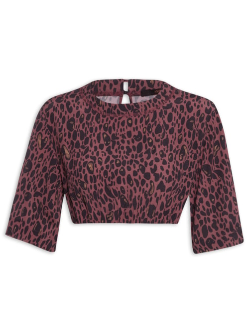 Camiseta Feminino Cropped Onça Elixer Color - Animal Print Camiseta Feminino Cropped Onça Elixer Color - Animal Print