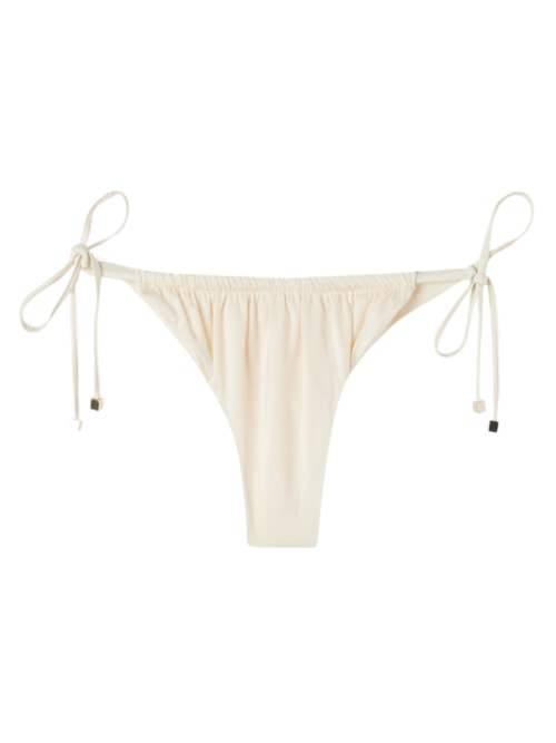 Calcinha De Biquíni Brasileira Com Amarração Shiny Satin - Off-White