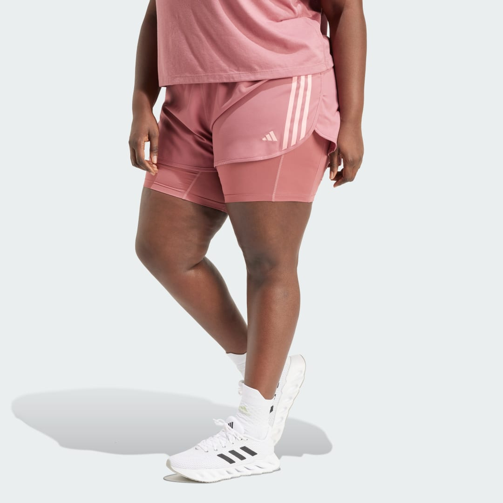 Shorts 2 em 1 Own the Run Três Listras (Plus Size) Mulher adidas