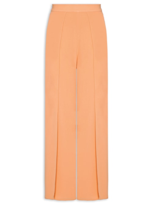 Calça Feminina Reta Coral Conha Recorte Frontal - Laranja