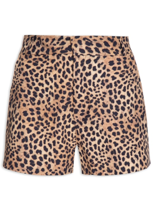 Short Feminino Cintura Alta Onça - Animal Print