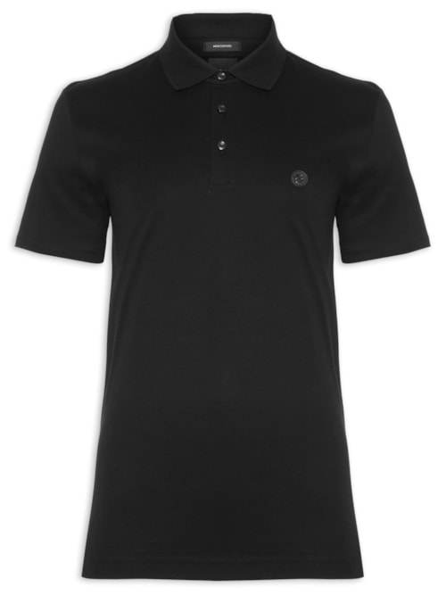 Polo Masculina Manga Curta com Aplique C-Parris Regular fit - Preto