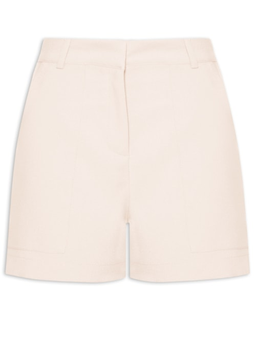 Short Feminino Curto Com Bolsos Frontais - Bege