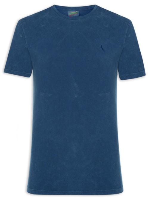 Camiseta Masculina Regular Piquet Marmorizado - Azul Camiseta Masculina Regular Piquet Marmorizado - Azul
