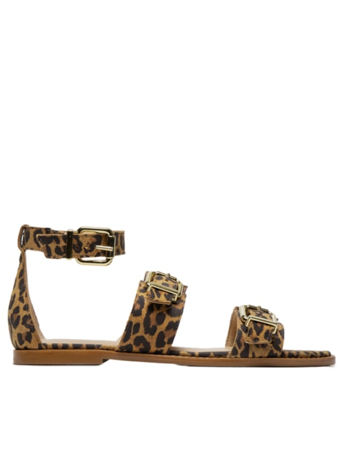 Sandália Feminina Rasteira Fivelas - Animal Print Sandália Feminina Rasteira Fivelas - Animal Print