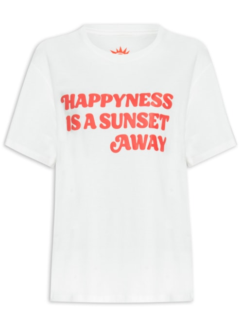 Camiseta Feminina Silk Happy Place - Branco Camiseta Feminina Silk Happy Place - Branco