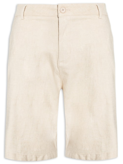 Bermuda Masculina Alfaiataria Basic Linen - Bege