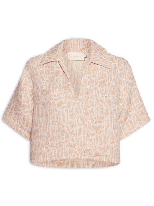 Camiseta Feminina Folhas - Bege
