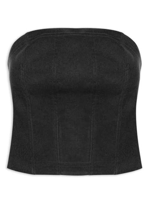 Blusa Feminina Corselet Pesponto - Preto Blusa Feminina Corselet Pesponto - Preto