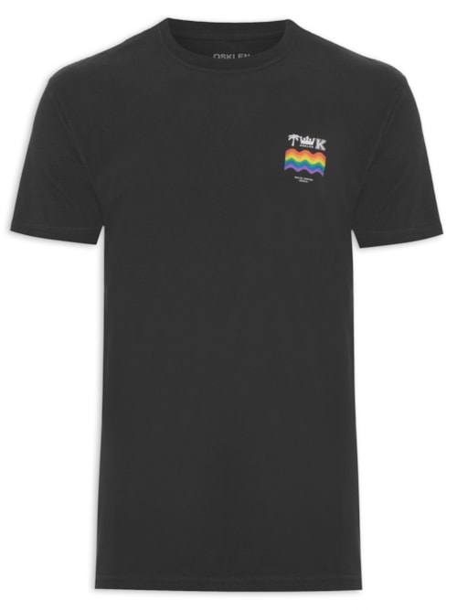 Camiseta Masculina Manga Curta Gola Careca Soft Used Brasao Color - Preto Camiseta Masculina Manga Curta Gola Careca Soft Used Brasao Color - Preto