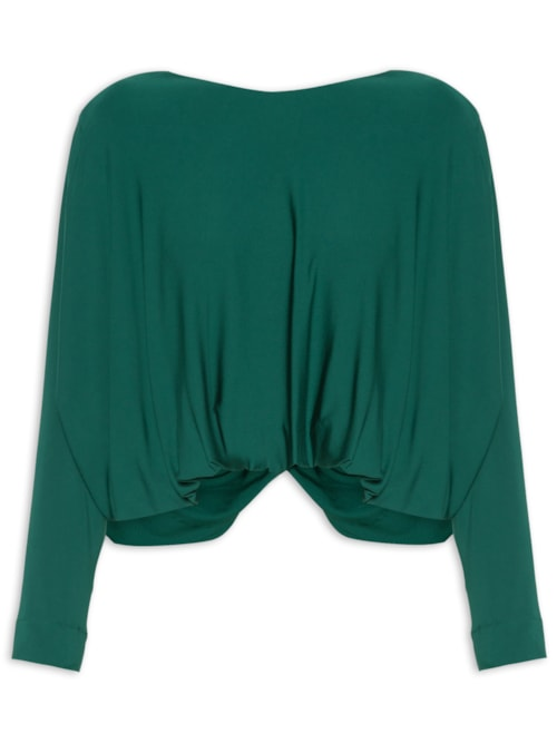 Blusa Feminina Manga Longa Torcido Costas - Verde Blusa Feminina Manga Longa Torcido Costas - Verde