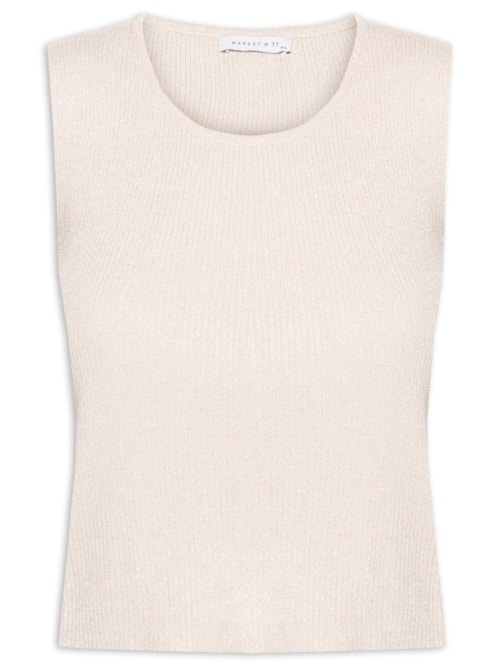 Blusa Feminina Tricot Sem Manga - Bege Blusa Feminina Tricot Sem Manga - Bege