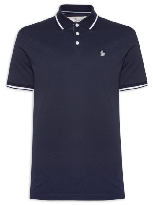 Polo Masculina Manga Curta Jersey Lisa - Azul Polo Masculina Manga Curta Jersey Lisa - Azul