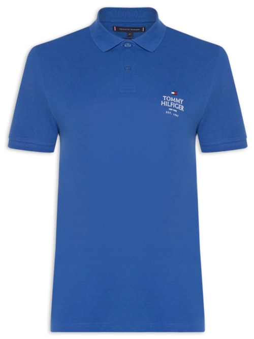 Polo Masculina Stack Chest Reg - Azul Polo Masculina Stack Chest Reg - Azul