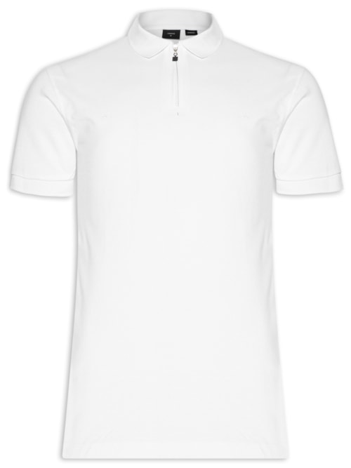 Polo Masculina Regular Fit Com Zíper Em Piquet - Branco Polo Masculina Regular Fit Com Zíper Em Piquet - Branco