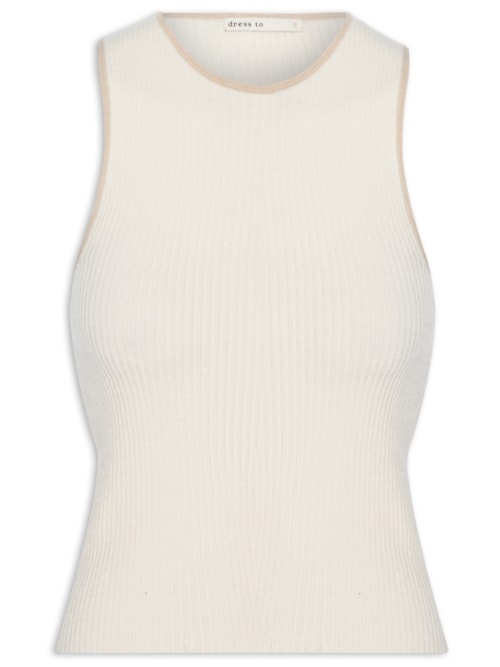 Blusa Feminina Tricot Bicolor - Bege Blusa Feminina Tricot Bicolor - Bege