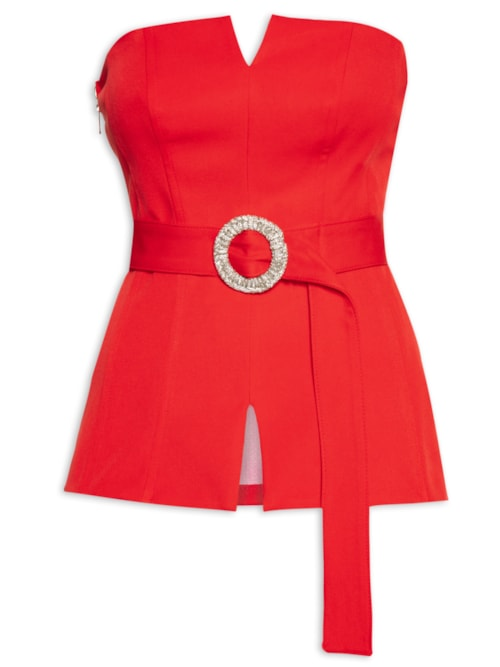 Blusa Feminina Corset Com Faixa - Vermelho Blusa Feminina Corset Com Faixa - Vermelho