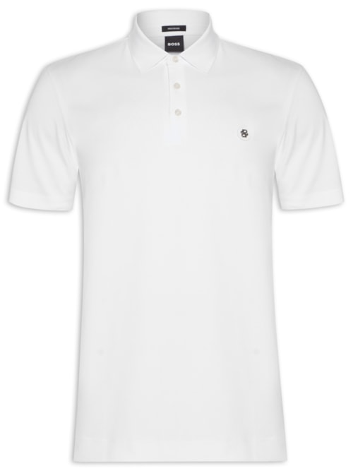 Polo Masculina Manga Curta com Aplique C-Parris Regular fit - Branco Polo Masculina Manga Curta com Aplique C-Parris Regular fit - Branco