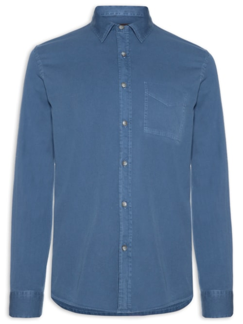 Camisa Masculina Sarja Tinturada - Azul Camisa Masculina Sarja Tinturada - Azul