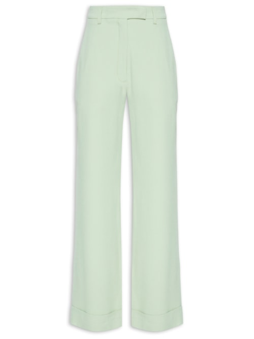 Calça Feminina Barra larga Crepe - Verde