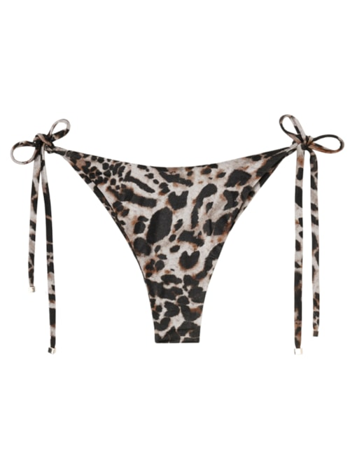 Calcinha De Biquíni Brasileira Com Amarração Elegant Animalier - Marrom