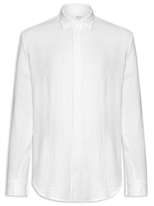 Camisa Masculina Manga Longa Cotton Wavy - Branco Camisa Masculina Manga Longa Cotton Wavy - Branco