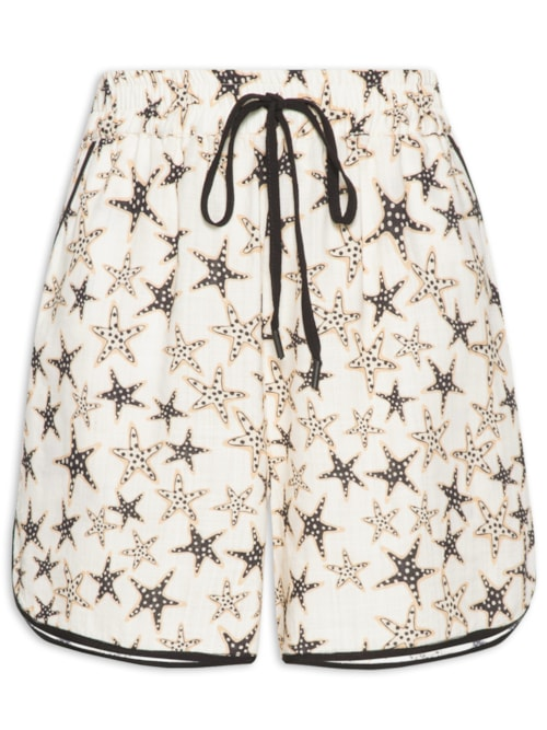 Short Feminino Estampa Estelar - Off White