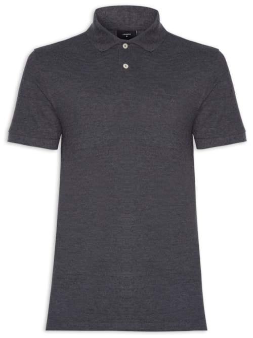 Polo Masculina Básica em Piquet - Cinza