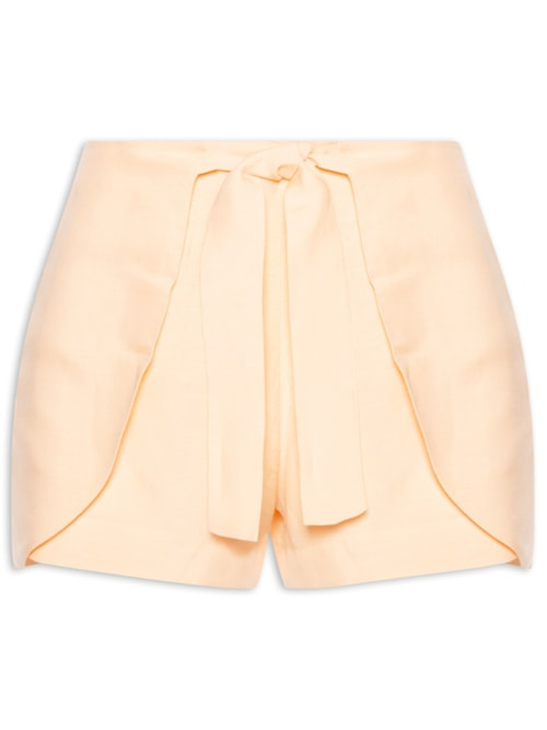 Short Feminino Cintura Alta Em Linho Misto - Amarelo