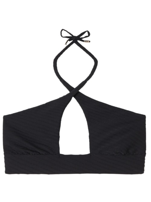 Parte De Cima De Biquíni Cruzado 3d Black Waves - Preto