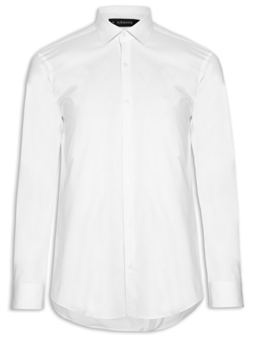 Camisa Masculina Slim Fit Tricoline Stretch - Branco Camisa Masculina Slim Fit Tricoline Stretch - Branco