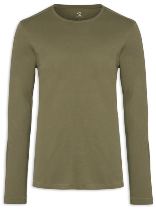 Camiseta Masculina Pima Manga Longa Gola Redonda - Verde Camiseta Masculina Pima Manga Longa Gola Redonda - Verde