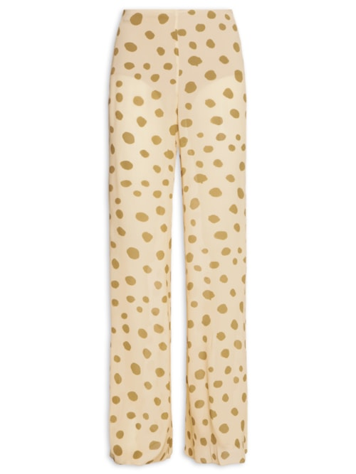 Calça Feminina Georgette Estampada Sem Cós - Bege