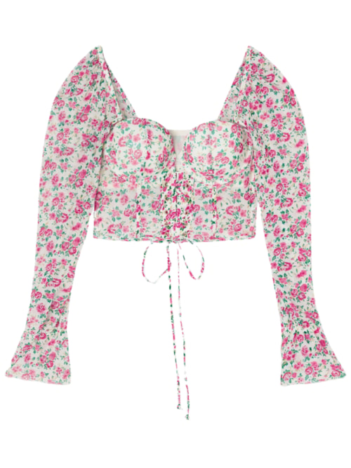 Corselet Anna De Manga Comprida Life Is a Flower - Rosa Corselet Anna De Manga Comprida Life Is a Flower - Rosa
